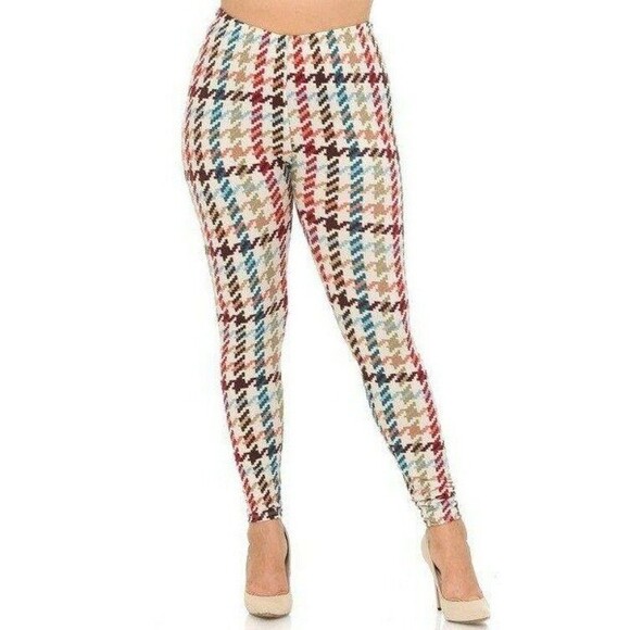 Reg One‎ Size Womens Soft Earth Tone Pixel Zags Leggings - Picture 2 of 9